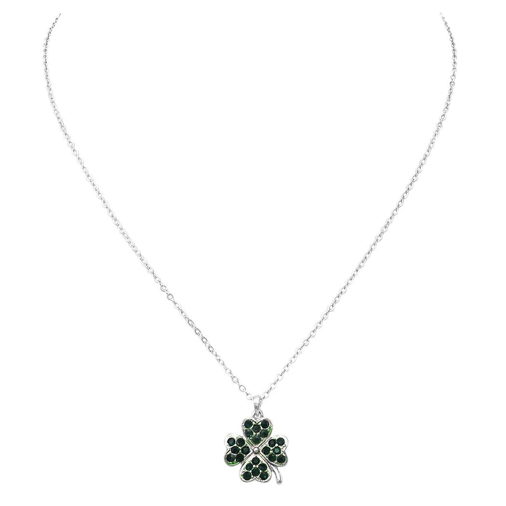 SILVER-TONE BLACK CLOVER NECKLACE  Clover necklace, Silver link chain,  Womens jewelry necklace