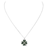 Green Dainty Pave Crystal Four Leaf Clover Pendant Necklace, 16