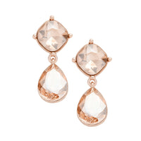 Glass Crystal Teardrop Dangle Earrings (Peach)
