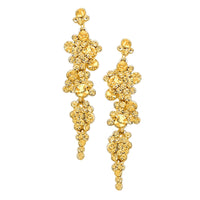 Crystal Rhinestone Bubble Dangle Statement Earrings (Light Topaz Gold Tone)
