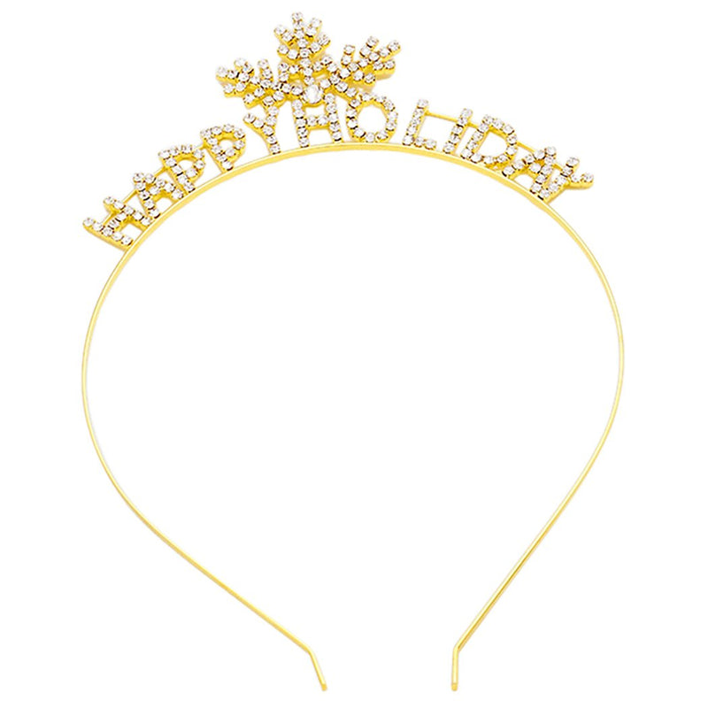 Fun Fashion Crystal Rhinestone Snowflake Happy Holiday Headband Tiara Crown