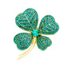four leaf clover brooch, four leaf clover jewelry and accessories, luck of the irish, lucky irish jewelry, kiss me I'm irish, St. Patrick's Day outfit, St. Paddy's Day jewelry and accessories, pin brooch, crystal pin, emerald green rhinestones, green and gold jewelry, rosemarie collections, amazon prime 