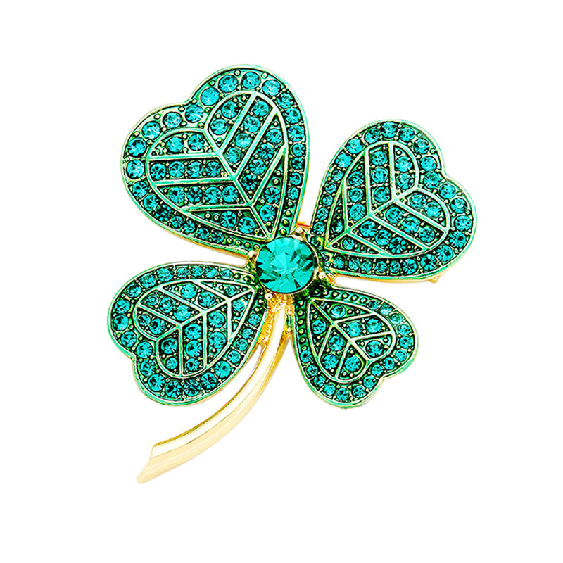 four leaf clover brooch, four leaf clover jewelry and accessories, luck of the irish, lucky irish jewelry, kiss me I'm irish, St. Patrick's Day outfit, St. Paddy's Day jewelry and accessories, pin brooch, crystal pin, emerald green rhinestones, green and gold jewelry, rosemarie collections, amazon prime 