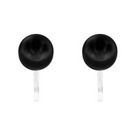 Classic 10mm Simulated Pearl Clip On Statement Earrings (Black/Silver Tone)