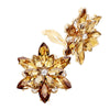 Stunning Crystal Rhinestone Flower Clip On Style Earrings, 1.62