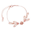 Women's Floral Statement Necklace Bracelet Earring Jewelry Gift Set (Peach/Rose Gold Tone)