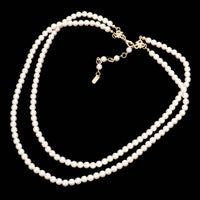 Double Strand Classic Simulated Pearl Necklace And Earring Jewelry Gift Set, 20"+2.5" Extender (6mm, Cream Pearl Gold Tone)