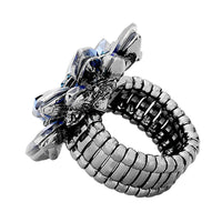 Dazzling Crystal Leaf Stretch Cocktail Ring (Blue)