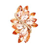 Dazzling Crystal Leaf Stretch Cocktail Ring (Peach)