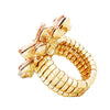 Dazzling Crystal Leaf Stretch Cocktail Ring (Peach)