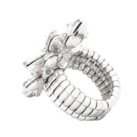 Dazzling Crystal Leaf Stretch Cocktail Ring (Clear)