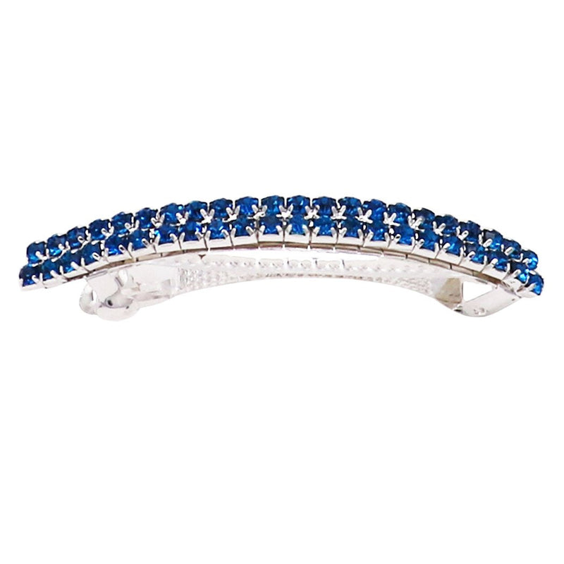 Classic Style Double Row Crystal Hair Clip (Blue)