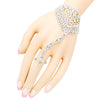 Sparkling Silver Tone Glass Crystal Rhinestone Hand Chain Bracelet and Ring