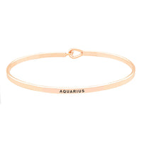 Thin Metal Zodiac Bangle Bracelet (Aquarius/Rose Gold)