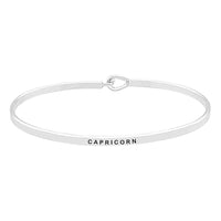 Thin Metal Zodiac Bangle Bracelet (Capricorn/Silver)