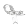 Women's Crystal Embellished Ribbon Brooch Pin (Silver Tone/Clear)