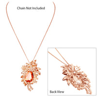 Stunning Colorful Glass Crystal Teardrop Flower Statement Brooch Pin Pendant, 3.25" (Peach Crystal Rose Gold Tone)