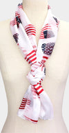 Red White And Blue 4th Of July American Flag Stars Stripes USA Fashion Scarf, 60" (Old Glory White Background)
