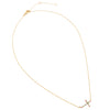 Gold Dipped Sideways Cross With Sparkling Cubic Zirconia Crystal Religious Pendant Necklace 15.5"+2" Extender