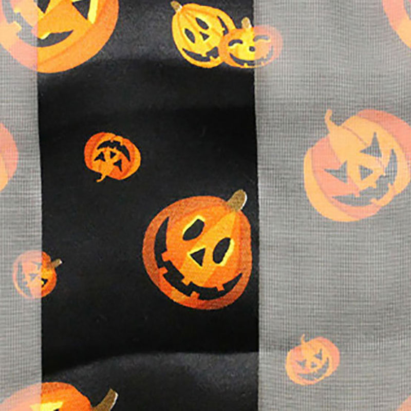 Spooktacular Halloween Fun Print Lightweight Fashion Scarf (Smiling Jack-O-Lanterns BLACK)