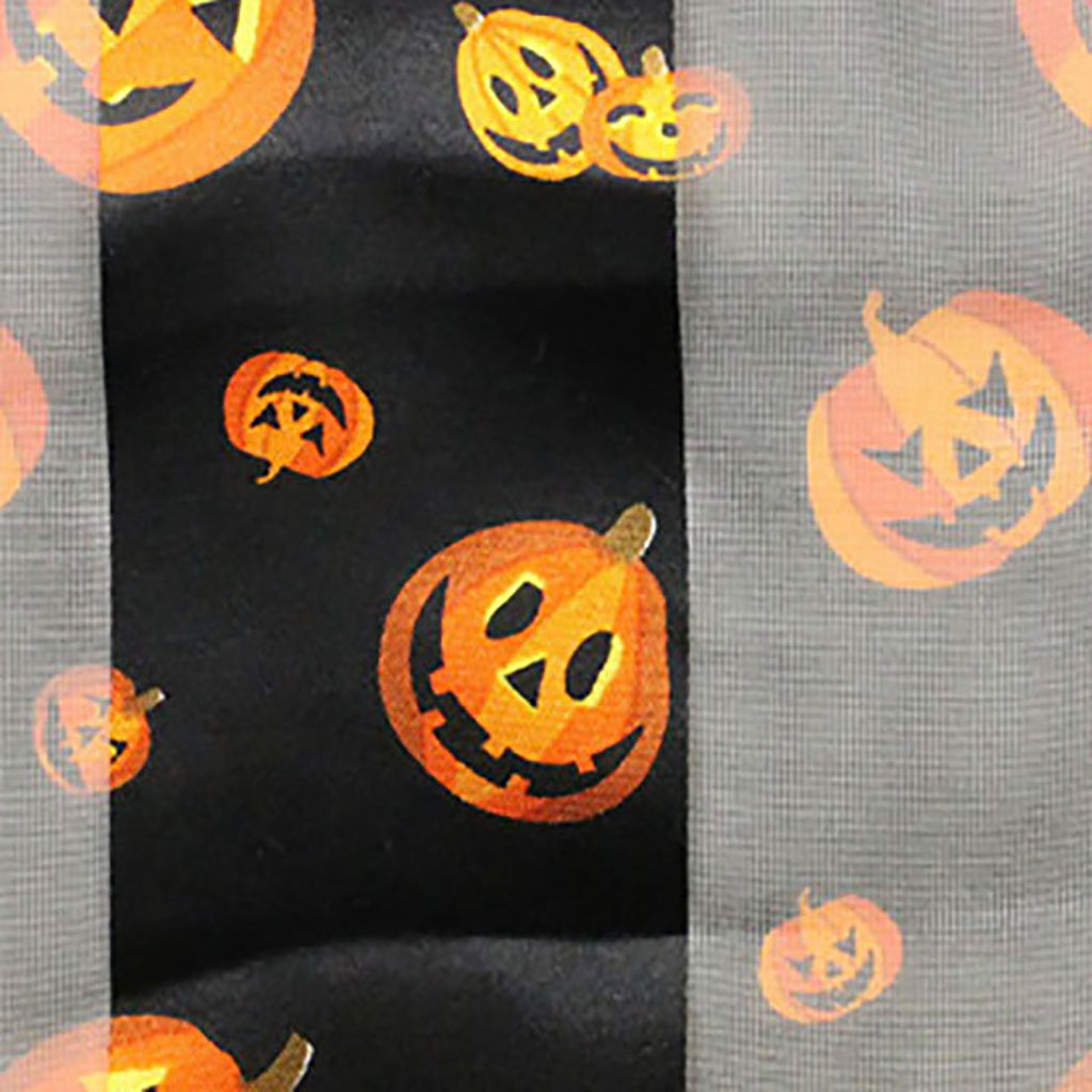 Spooktacular Halloween Fun Print Lightweight Fashion Scarf (Smiling Jack-O-Lanterns BLACK)