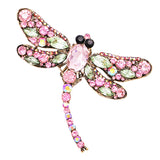 Enchanted Sparkling Glass Crystal Dragonfly Brooch Pendant, 3.25