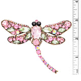 Enchanted Sparkling Glass Crystal Dragonfly Brooch Pendant, 3.25