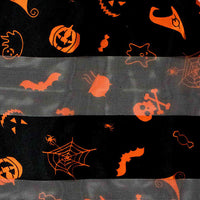 Spooktacular Halloween Fun Print Lightweight Fashion Scarf (Ghost Skull Crossbones Cauldron Hat Spider Bat Candy BLACK)