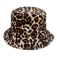 Designer Pattern Reversible Beach Bucket Hat Cap Head Wear (White Leopard)