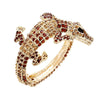 Stunning Hinged Pave Alligator Statement Wrap Bracelet, 2" (Topaz, Brown/Gold Tone)