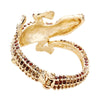 Stunning Hinged Pave Alligator Statement Wrap Bracelet, 2" (Topaz, Brown/Gold Tone)