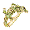 Stunning Petite Hinged Pave Alligator Wrap Bracelet, 2" (Green Crystal Gold Tone)