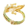 Stunning Petite Hinged Pave Alligator Wrap Bracelet, 2" (Green Crystal Gold Tone)
