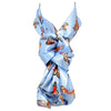 Satin Stripe Easter Pastel Fun Print Lightweight Fashion Scarf, 60" (Butterfly Blue Background)