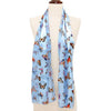 Satin Stripe Easter Pastel Fun Print Lightweight Fashion Scarf, 60" (Butterfly Blue Background)