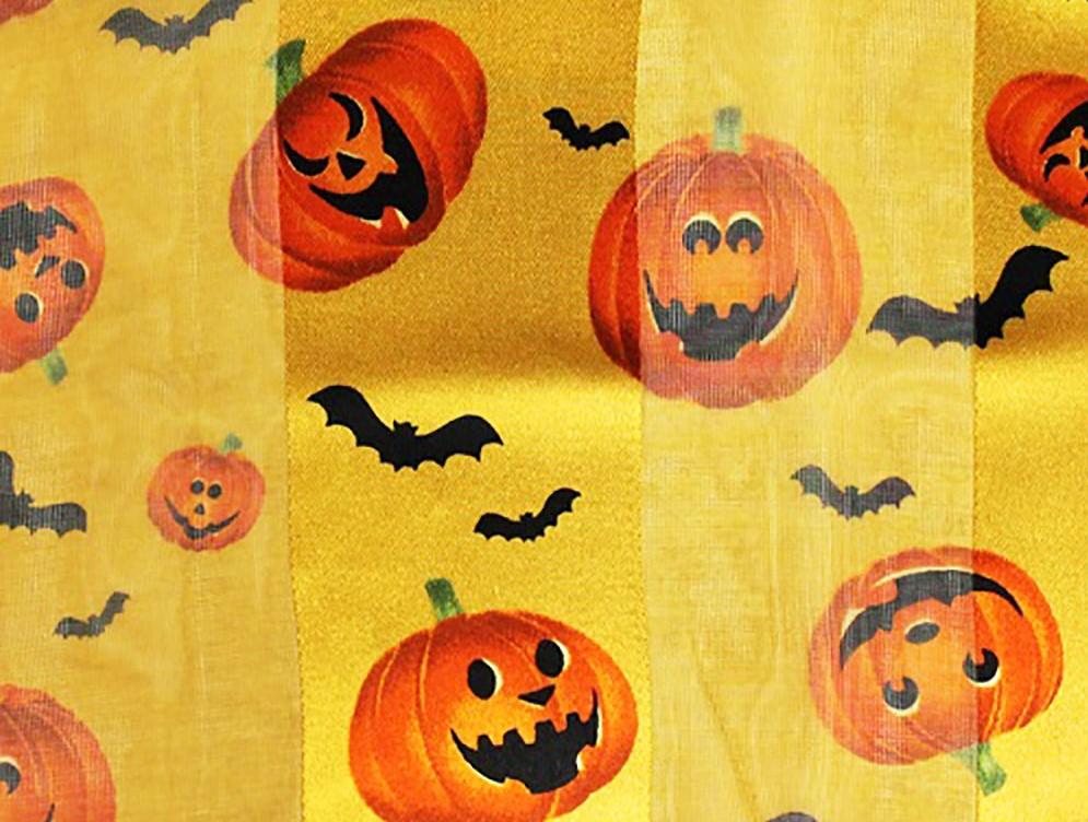 Spooktacular Halloween Fun Print Lightweight Fashion Scarf (Pumpkins And Bats Orange)