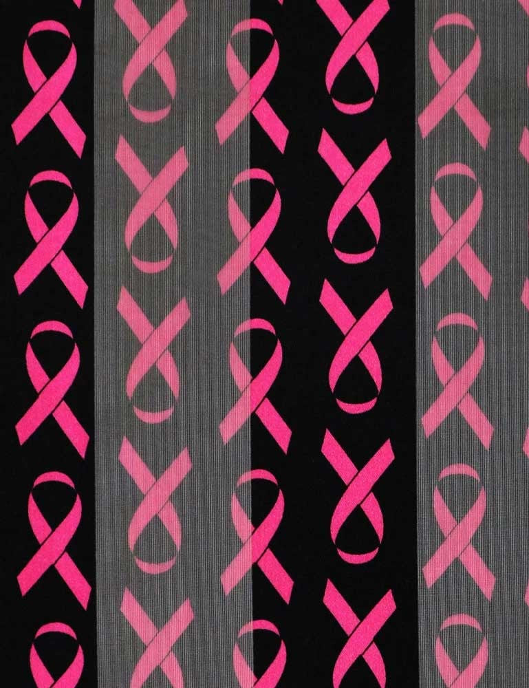 Lightweight Pink Ribbon Breast Cancer Awareness Fashion Scarf, 60" (Black Background)