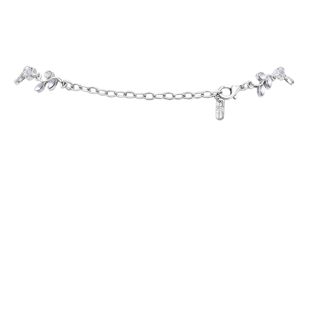 Stunning 3 Piece Metal Vine Crystal Flower Choker Necklace Dangle Earrings Bracelet Bridal Set, 14"-17" with 3" Extender (Silver Tone)