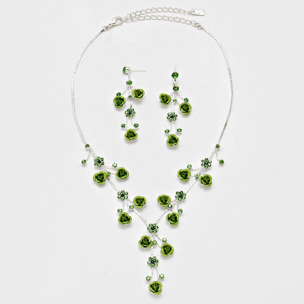 Elegant Crystal Rhinestone And Metal Relief Rose Statement